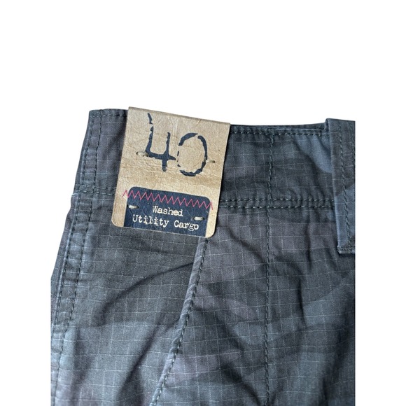 Roundtree & Yorke Mens Washed Utility Cargo Shorts Camo Ripstop Grey Black 40 - Picture 5 of 13